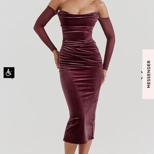 House of CB - LEORA - MULBERRY STRAPLESS MIDI DRESS